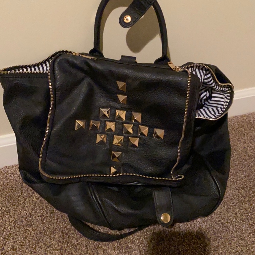 black leather backpack